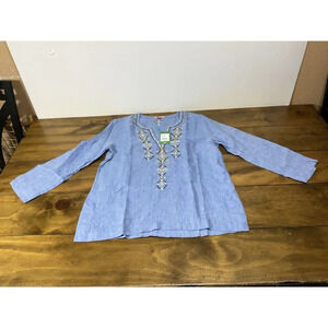 Lilly Pulitzer Amelia Island Tunic Embroidered Linen Bennet Blue Size Medium NWT